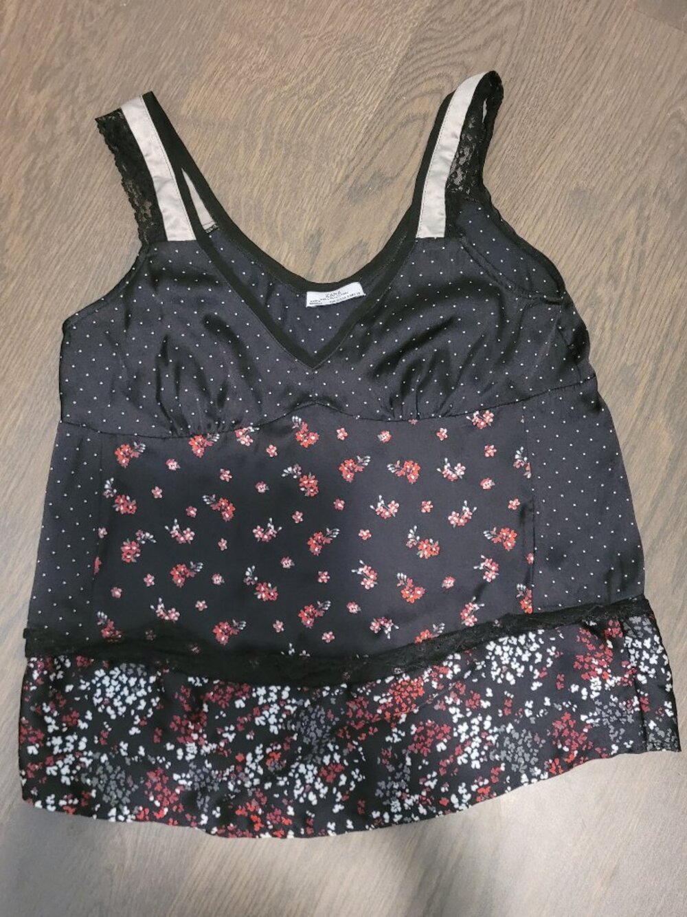 Zara Mixed Floral Lace Trim Camisole